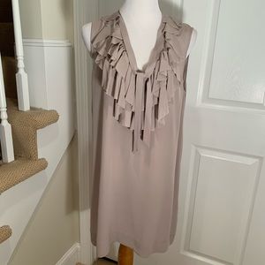 NWT, Joie silk dress. Ruffle neck. Straight line.